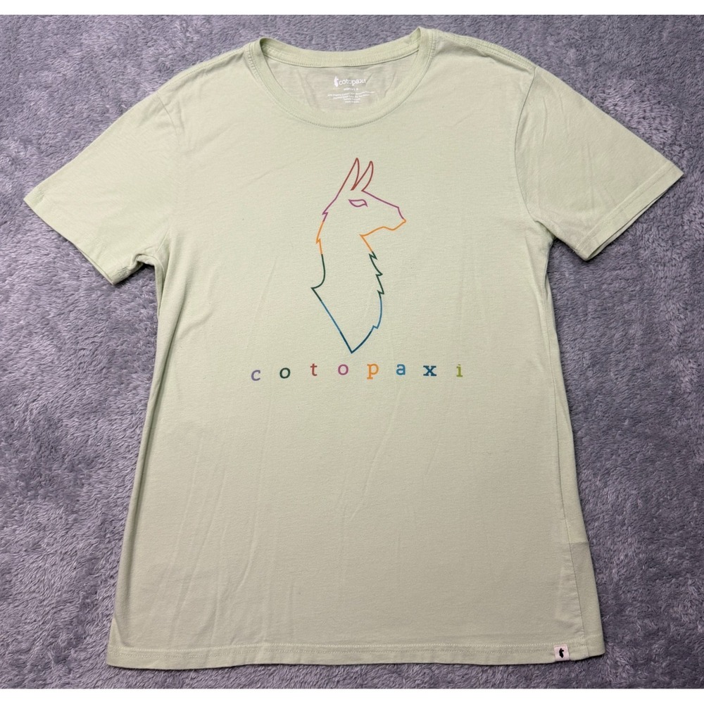 Cotopaxi T Shirt Womens Medium M Pale Green Lama Graphic Organic Cotton Blend